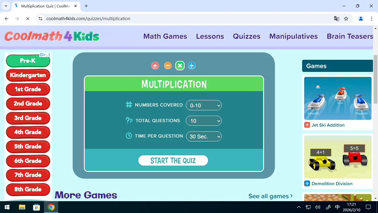 Multiplication Quiz Challenge